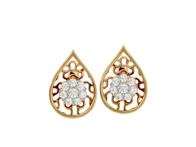 Light Minimalist Diamond Earrings 3D print model 9