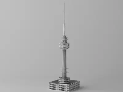 Cartoon N Seoul Tower Landmark Low-poly 3D model
