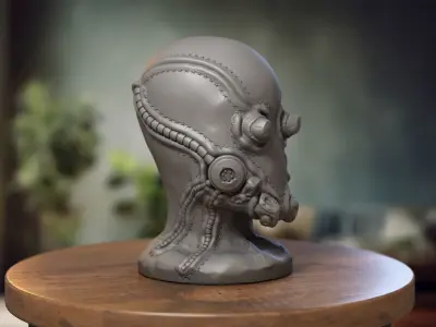 Robot Skull Headphone Stand  Cyborg Headset Stand  3D print model