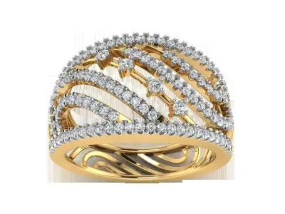 Light Weight Rose Gold Diamond Ring  -EZ R-293 3D print model