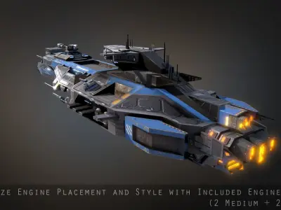 Rhodes Battlecruiser Low-poly 3D model