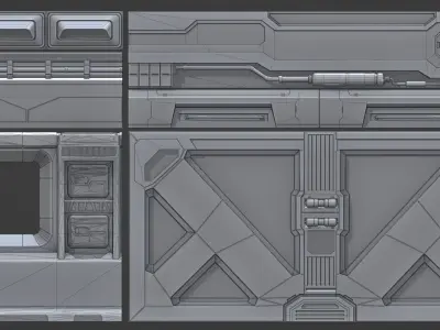Sci-Fi panels kit Low-poly 3D model