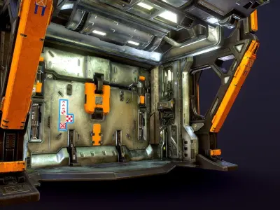 Heavy Industry Sci-Fi Blast Door Low-poly 3D model