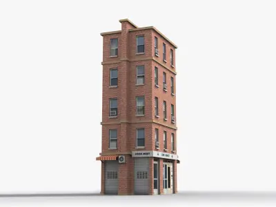 Apartment Building x19 Low-poly 3D model