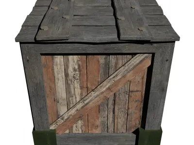 Wooden crate 3d model  Low-poly 3D model