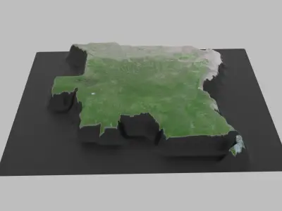 Angola Map Low-poly 3D model