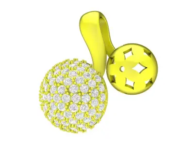 Luxury Double Disc Pave Gold Pendant for Women 7882 3D print model