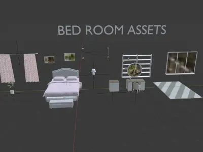 Comfortable bed room Low-poly 3D model