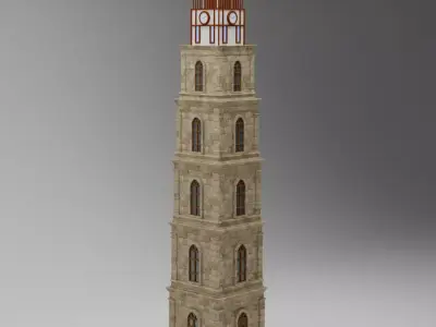 Ottoman Clock Tower  3D Model FBX  Tophane Inspired 3D model