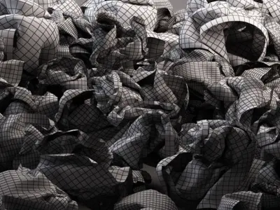 PAPER---Crumpled square piece of paper Low-poly 3D model