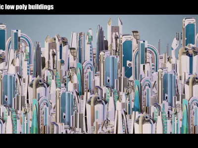 35 Futuristic Buildings VOL 8 Low-poly 3D model