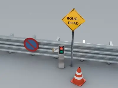 RoughRoad Shield and Crash Barrier 3D model