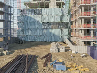 Modular Construction Site 01 Low-poly 3D model