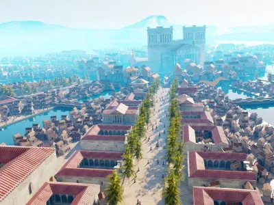 mega medieval city made in blender 3D model