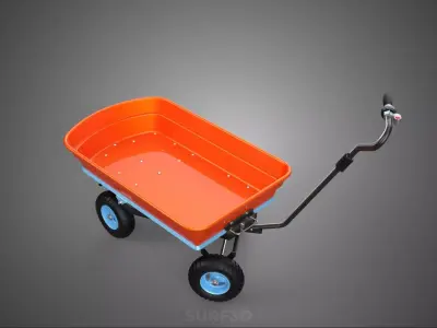 ELECTRIC HEAVY DUTY HOME PULL WAGON UTILITY CART TROLLEY OFFROAD 3D model