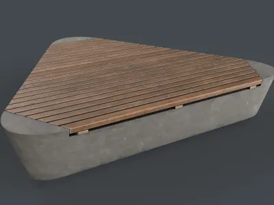 Modern Outdoor Bench 100 PBR Game Ready Low-poly 3D model
