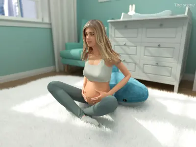  Young Pregnant Woman Rigged for Cinema 4D 