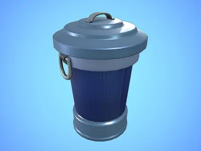 TRASH CAN CARTOON STYLIZED Low-poly 3D model