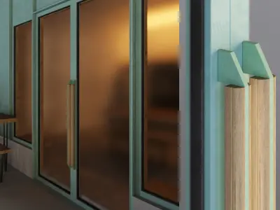 Entrance aluminum doors 3D model