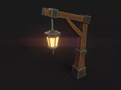 Stylized street lamp Low-poly 3D model