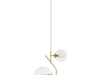 Pendant Lamp with Spherical Glass Shades 3D model