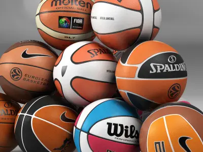 Basketball set 18 Low-poly 3D model