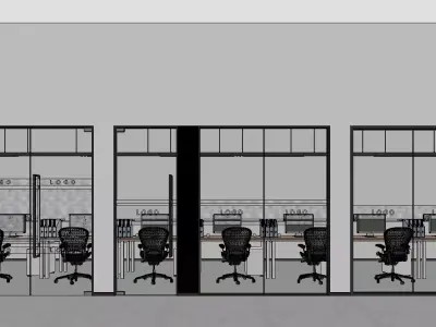 3D model of office privacy glass doors and windows 3D model