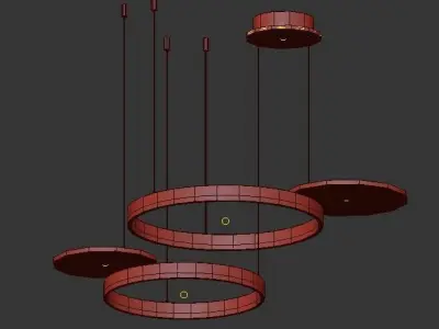 THE282 gold chandelier with three circles hanging from it 3D model