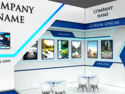 Booth Exhibition Stand Stall 4x8m Height 500 cm 2 Side Open 3D model