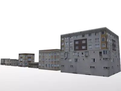 7 apartments with one texture Low-poly 3D model