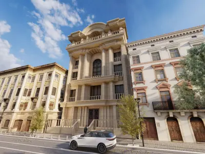 Classic stone facade-Building Classic Facade Element 3D model 8