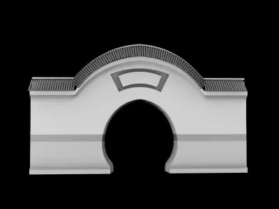 Chinese Garden Stone Gate Wall 3D model