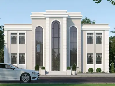 Classic villa corona with 3d grass 3D model