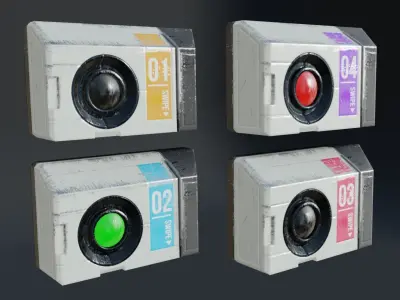 Sci-fi Keycard and Scanner for Doors Low-poly 3D model