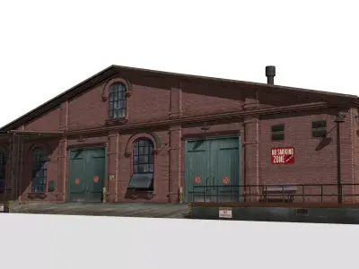 Old brick warehouse Low-poly 3D model