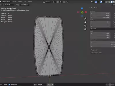 Elsa Series - Minimalist Curved Rectangular Floor Mirror Low-poly 3D model