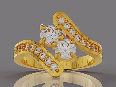 Prong set diamond bypass ring 3D print model