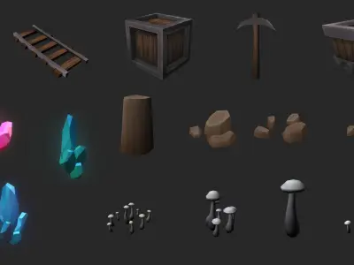 Crystal Mine Low-poly 3D model