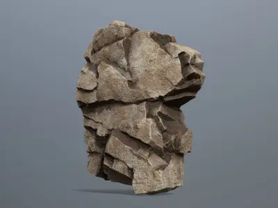 Stone rock Low-poly 3D model 2