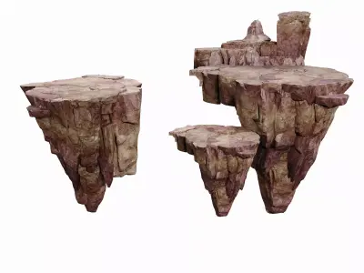 Stylized Floating Rock Islands - Game-Ready Modular Cliffs 3D model