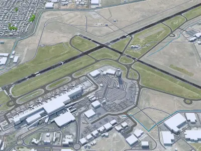 Adelaide Airport 10km Low-poly 3D model