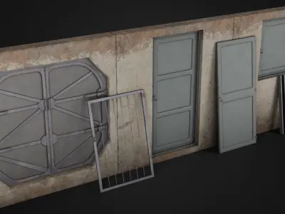 Industrial Doors Pack Low-poly 3D model