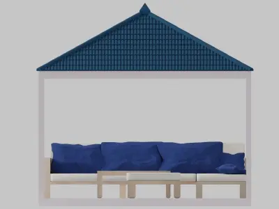 OUT DOOR PERGOLA WITH SITTING AREA Low-poly 3D model