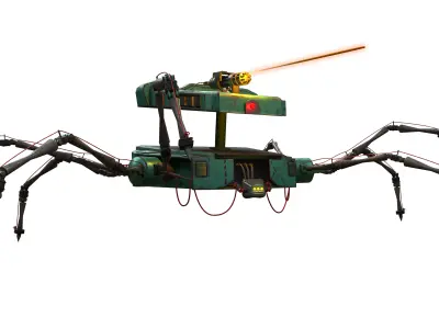 Robotic Character SPIDER with RIG Low-poly 3D model