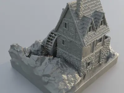 Watermill House Tabletop Terrain 28 mm 3D print model