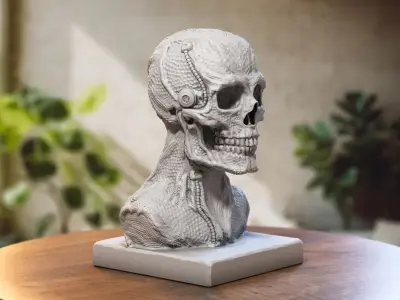 Robot Skull dragon bust Cyborg skull dragon 3D print model buy