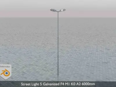 Street Light 5 Galvanized F4 M1 K0 A2 6000mm  Low-poly 3D model