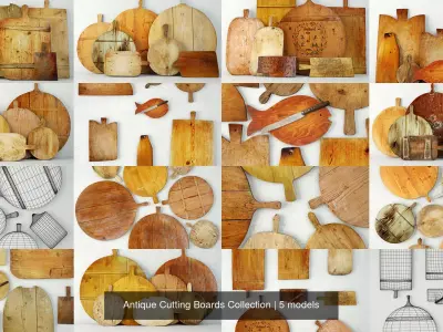 Antique Cutting Boards Collection 3D Model Pack