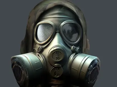 Gas mask helmet 3d model military combat Low-poly 3D model