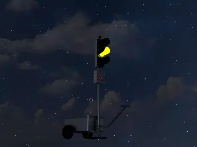Mobile construction site traffic lights Animated Low-poly 3D model